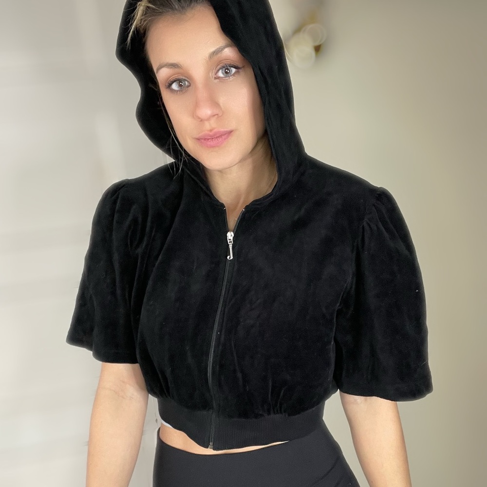 XL velour juicy couture crop hoodie